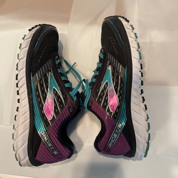 Brooks Womens Ghost 9 1202251B092 Black‎ Purple Running Shoes Lace Up Size 8B - Picture 1 of 14